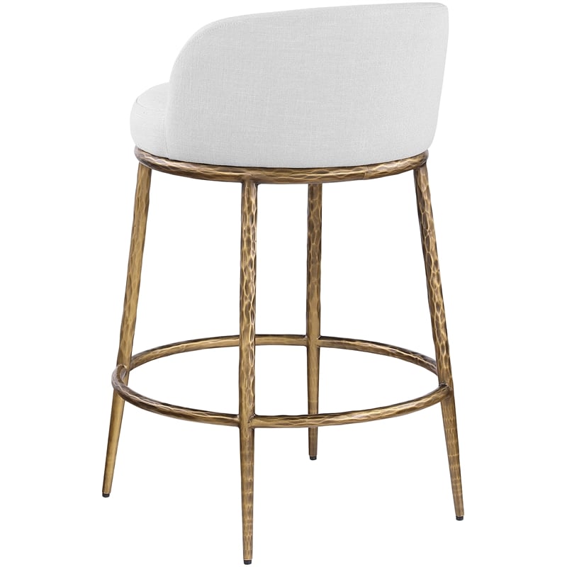 Meridian Furniture Ferro White Linen Textured Performance Fabric Counter Stool