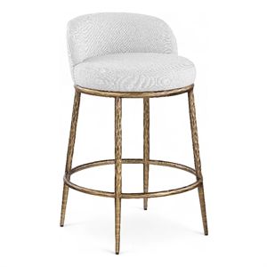 Meridian Furniture Ferro White Linen Textured Performance Fabric Counter Stool