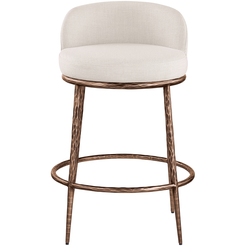 Meridian Furniture Ferro Beige Linen Textured Performance Fabric Counter Stool