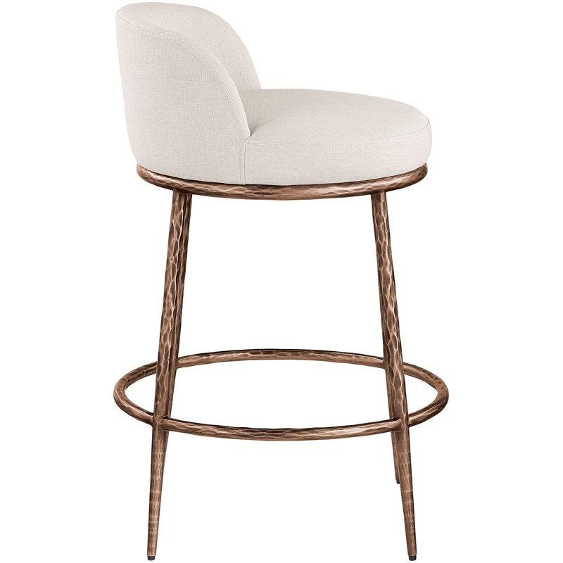 Meridian Furniture Ferro Beige Linen Textured Performance Fabric Counter Stool