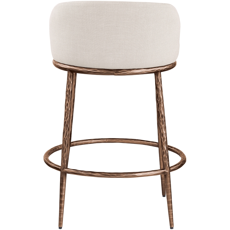 Meridian Furniture Ferro Beige Linen Textured Performance Fabric Counter Stool