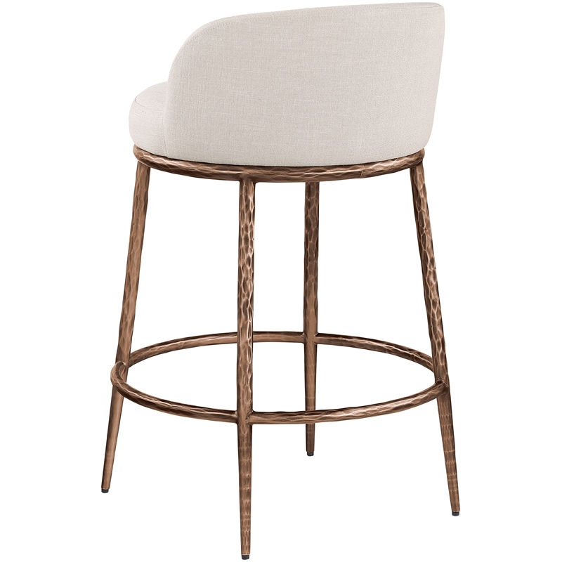 Meridian Furniture Ferro Beige Linen Textured Performance Fabric Counter Stool