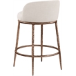 Meridian Furniture Ferro Beige Linen Textured Performance Fabric Counter Stool