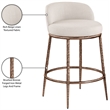 Meridian Furniture Ferro Beige Linen Textured Performance Fabric Counter Stool