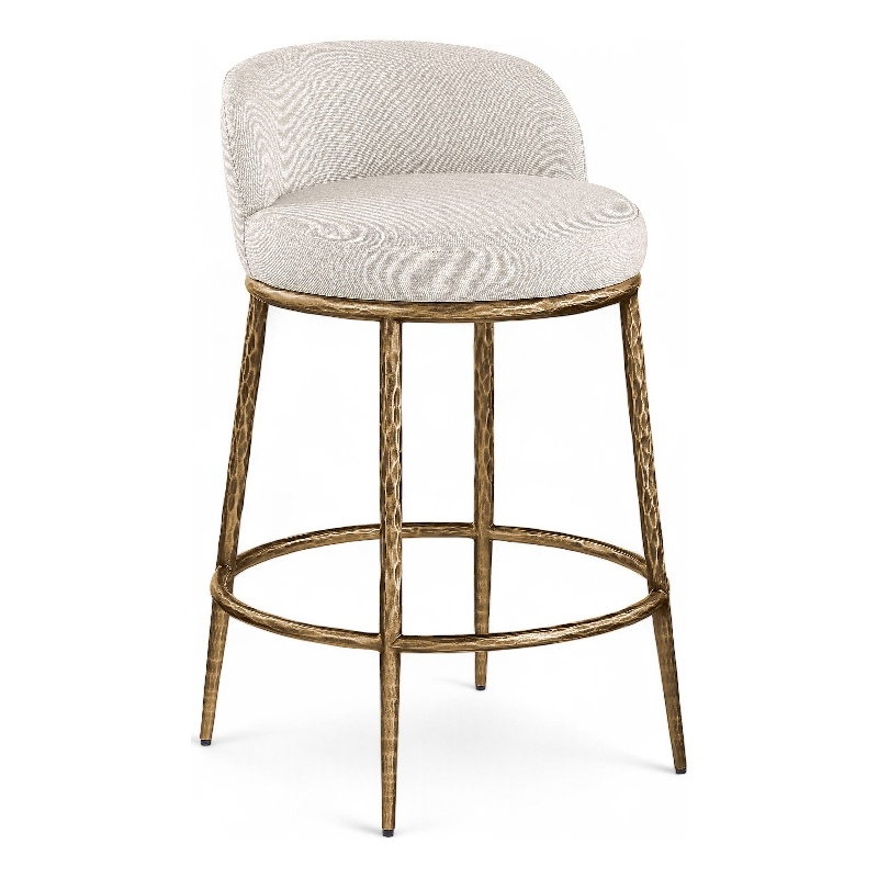 Meridian Furniture Ferro Beige Linen Textured Performance Fabric Counter Stool