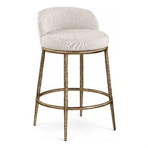 Meridian Furniture Ferro Beige Linen Textured Performance Fabric Counter Stool