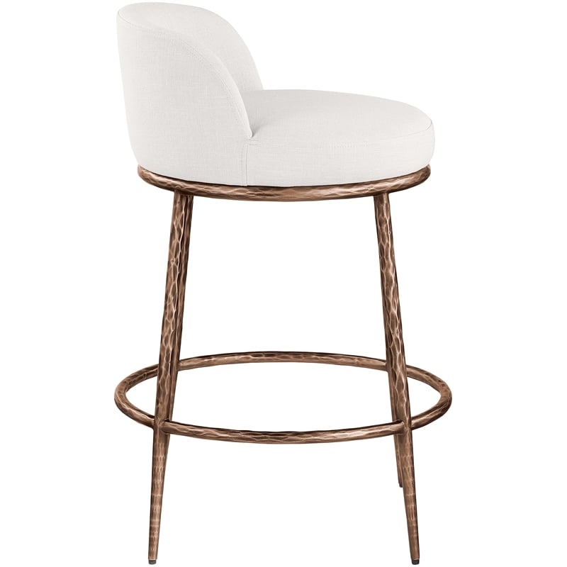Meridian Furniture Ferro Cream Linen Textured Performance Fabric Counter Stool