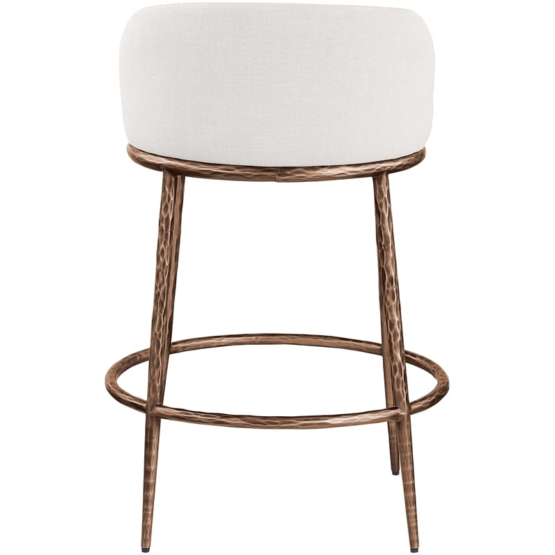 Meridian Furniture Ferro Cream Linen Textured Performance Fabric Counter Stool