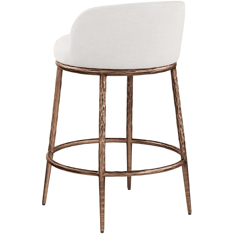 Meridian Furniture Ferro Cream Linen Textured Performance Fabric Counter Stool