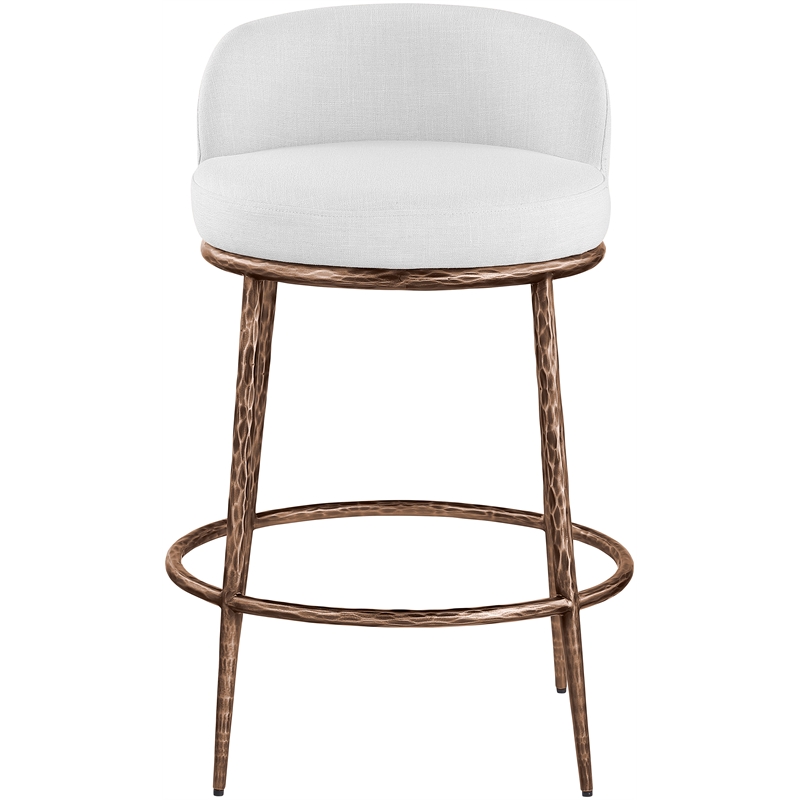Meridian Furniture Ferro White Linen Textured Performance Fabric Counter Stool