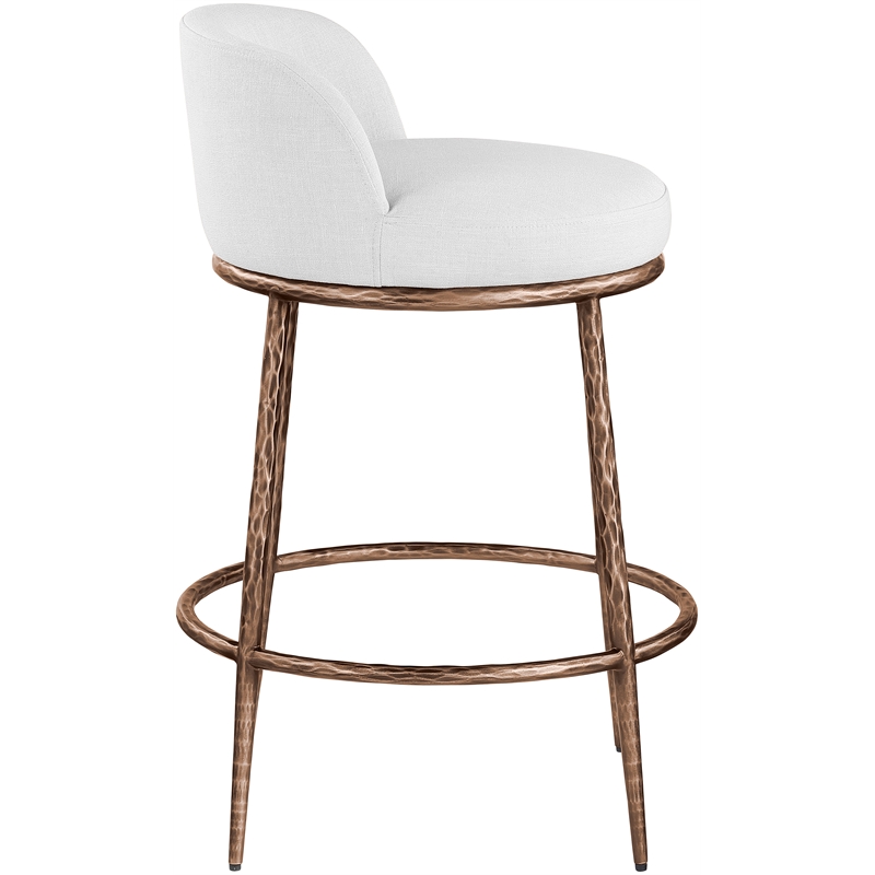 Meridian Furniture Ferro White Linen Textured Performance Fabric Counter Stool