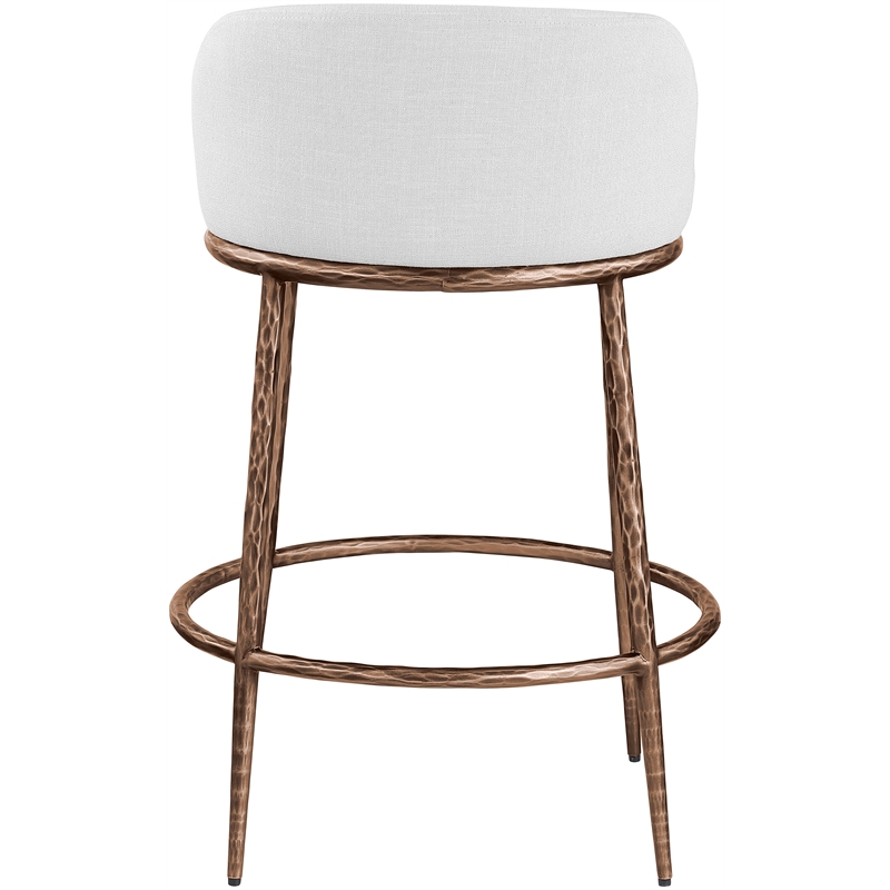 Meridian Furniture Ferro White Linen Textured Performance Fabric Counter Stool