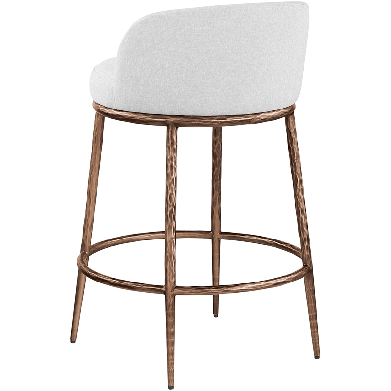 Meridian Furniture Ferro White Linen Textured Performance Fabric Counter Stool