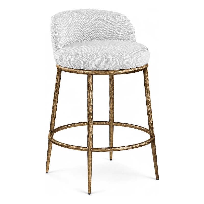 Meridian Furniture Ferro White Linen Textured Performance Fabric Counter Stool