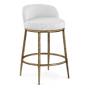 Meridian Furniture Ferro White Linen Textured Performance Fabric Counter Stool