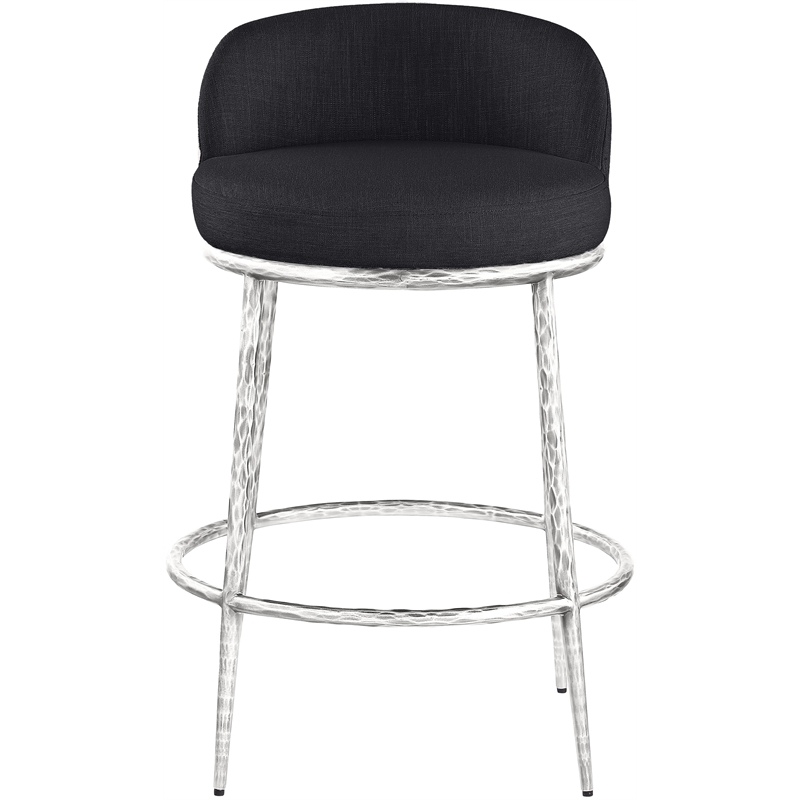 Meridian Furniture Ferro Black Linen Textured Performance Fabric Counter Stool