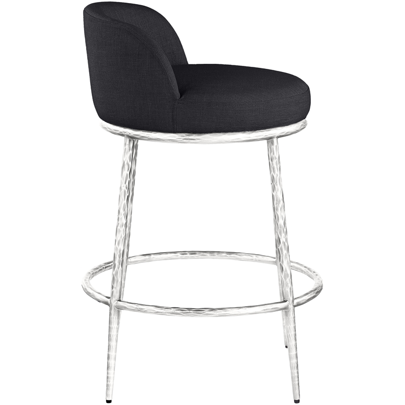 Meridian Furniture Ferro Black Linen Textured Performance Fabric Counter Stool