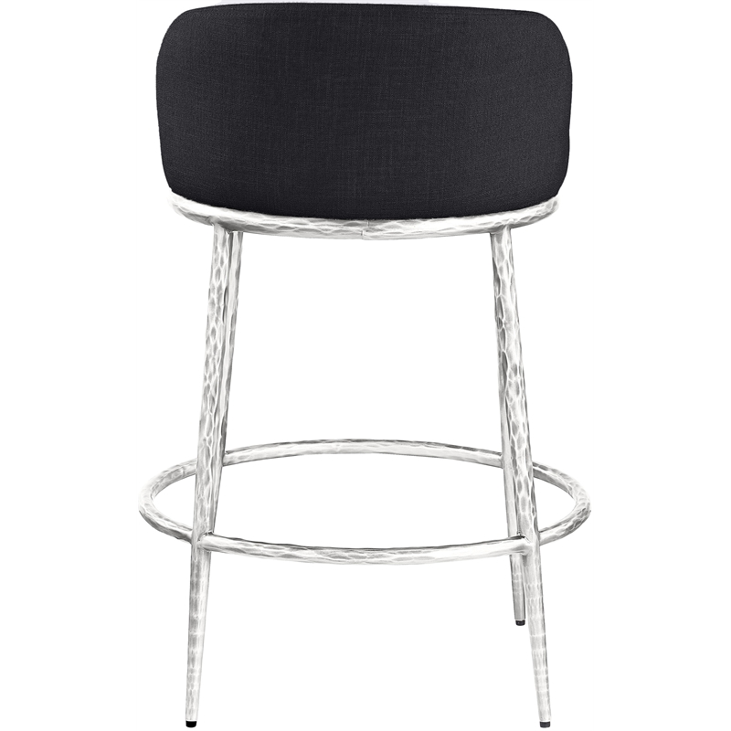 Meridian Furniture Ferro Black Linen Textured Performance Fabric Counter Stool
