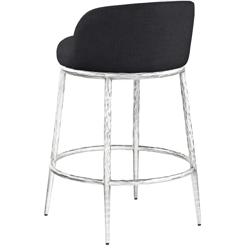 Meridian Furniture Ferro Black Linen Textured Performance Fabric Counter Stool