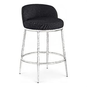 Meridian Furniture Ferro Black Linen Textured Performance Fabric Counter Stool