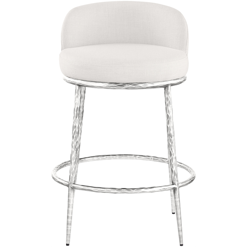Meridian Furniture Ferro Cream Linen Textured Performance Fabric Counter Stool