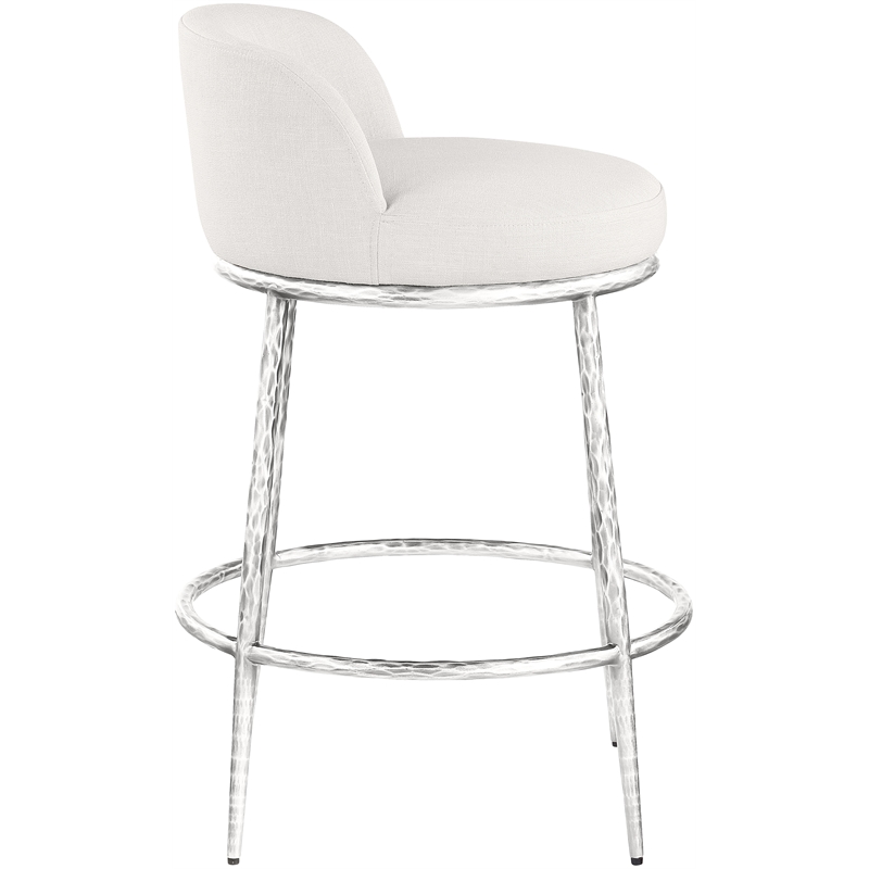 Meridian Furniture Ferro Cream Linen Textured Performance Fabric Counter Stool