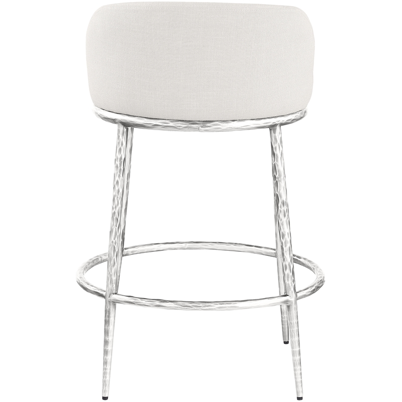 Meridian Furniture Ferro Cream Linen Textured Performance Fabric Counter Stool