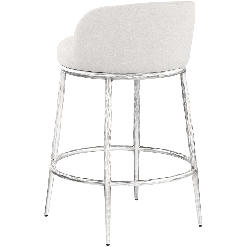 Meridian Furniture Ferro Cream Linen Textured Performance Fabric Counter Stool