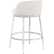 Meridian Furniture Ferro Cream Linen Textured Performance Fabric Counter Stool