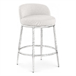 Meridian Furniture Ferro Cream Linen Textured Performance Fabric Counter Stool