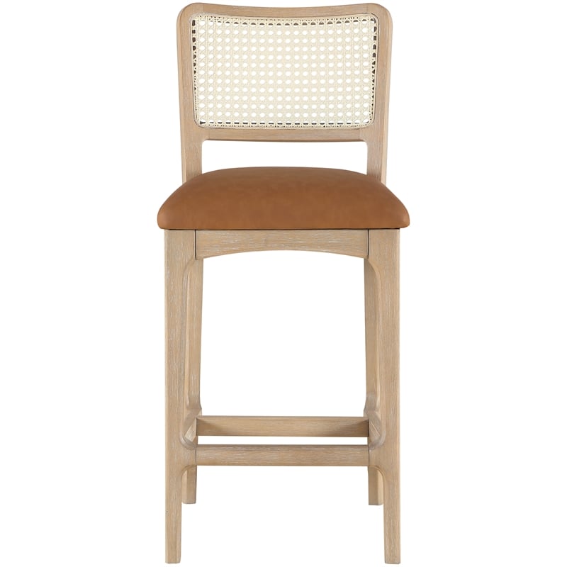 Meridian Furniture Atrium Cognac Vegan Leather Counter Stool (Set of 2)