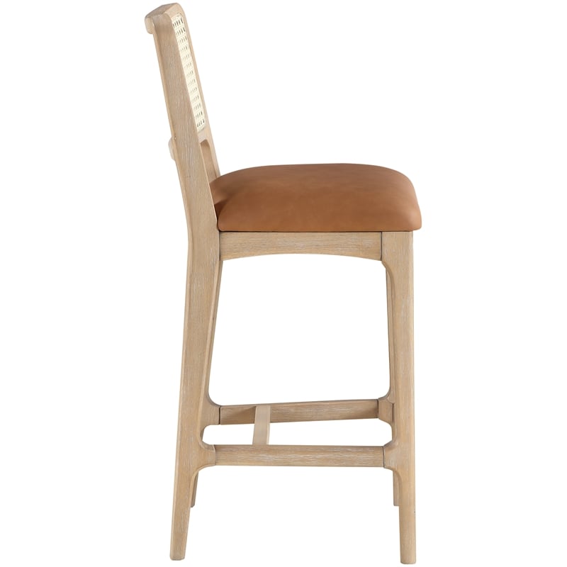 Meridian Furniture Atrium Cognac Vegan Leather Counter Stool (Set of 2)