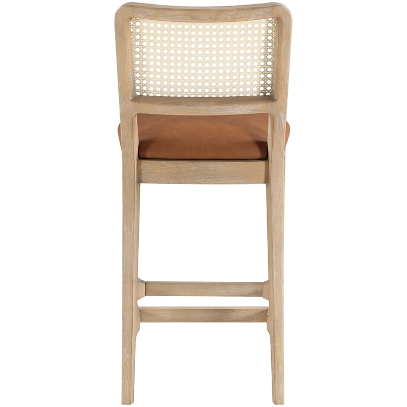 Meridian Furniture Atrium Cognac Vegan Leather Counter Stool (Set of 2)