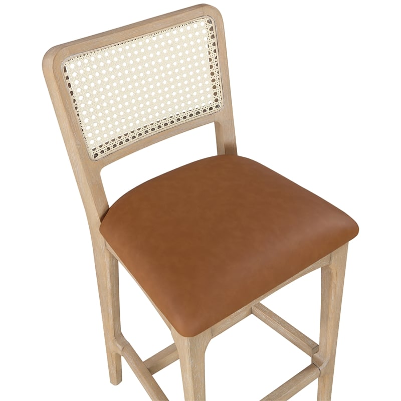 Meridian Furniture Atrium Cognac Vegan Leather Counter Stool (Set of 2)