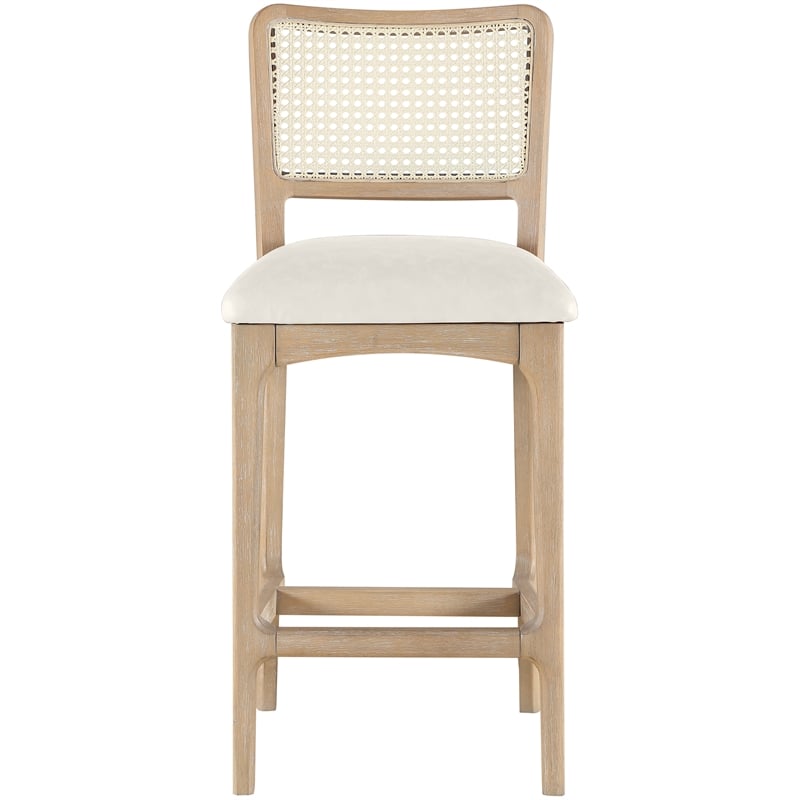 Meridian Furniture Atrium Cream Vegan Leather Counter Stool (Set of 2)