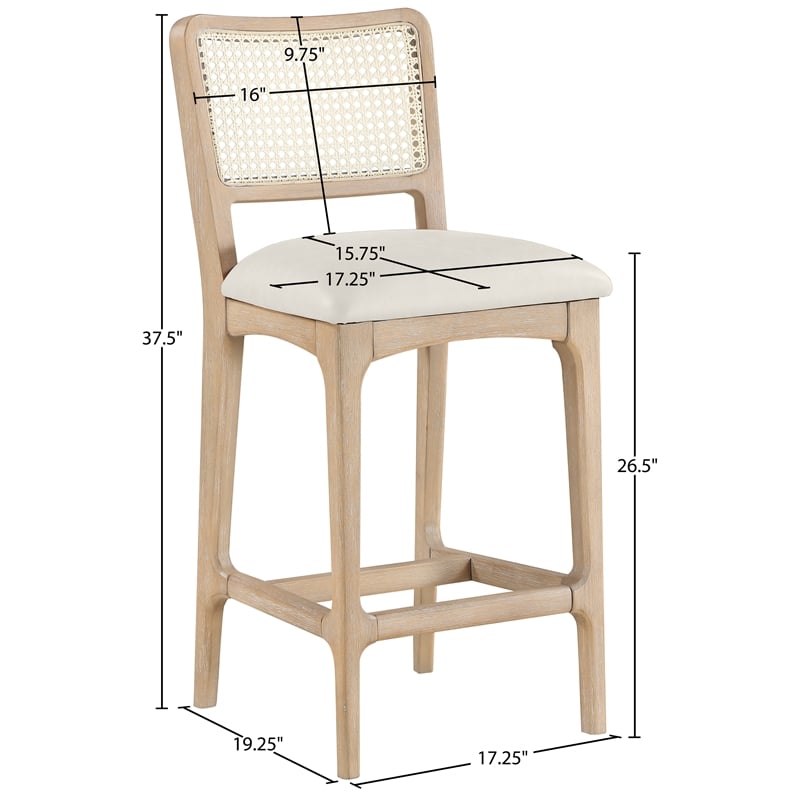 Meridian Furniture Atrium Cream Vegan Leather Counter Stool (Set of 2)