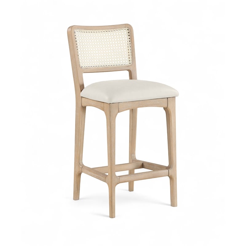 Meridian Furniture Atrium Cream Vegan Leather Counter Stool (Set of 2)