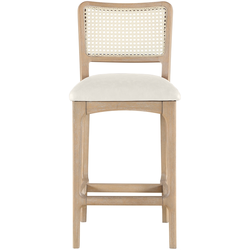 Meridian Furniture Atrium Cream Vegan Leather Counter Stool (Set of 2)