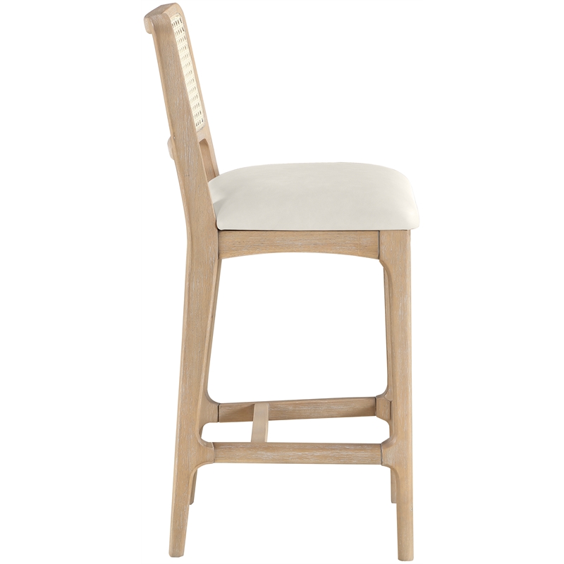 Meridian Furniture Atrium Cream Vegan Leather Counter Stool (Set of 2)