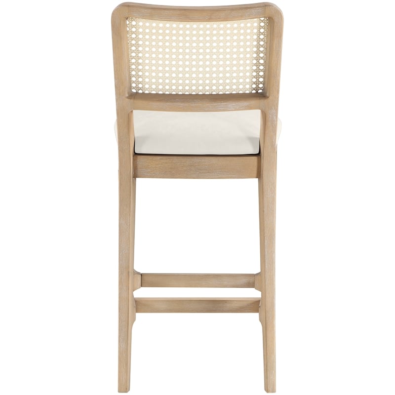 Meridian Furniture Atrium Cream Vegan Leather Counter Stool (Set of 2)