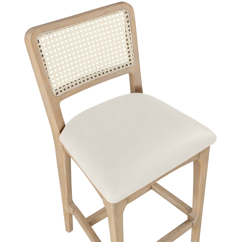 Meridian Furniture Atrium Cream Vegan Leather Counter Stool (Set of 2)