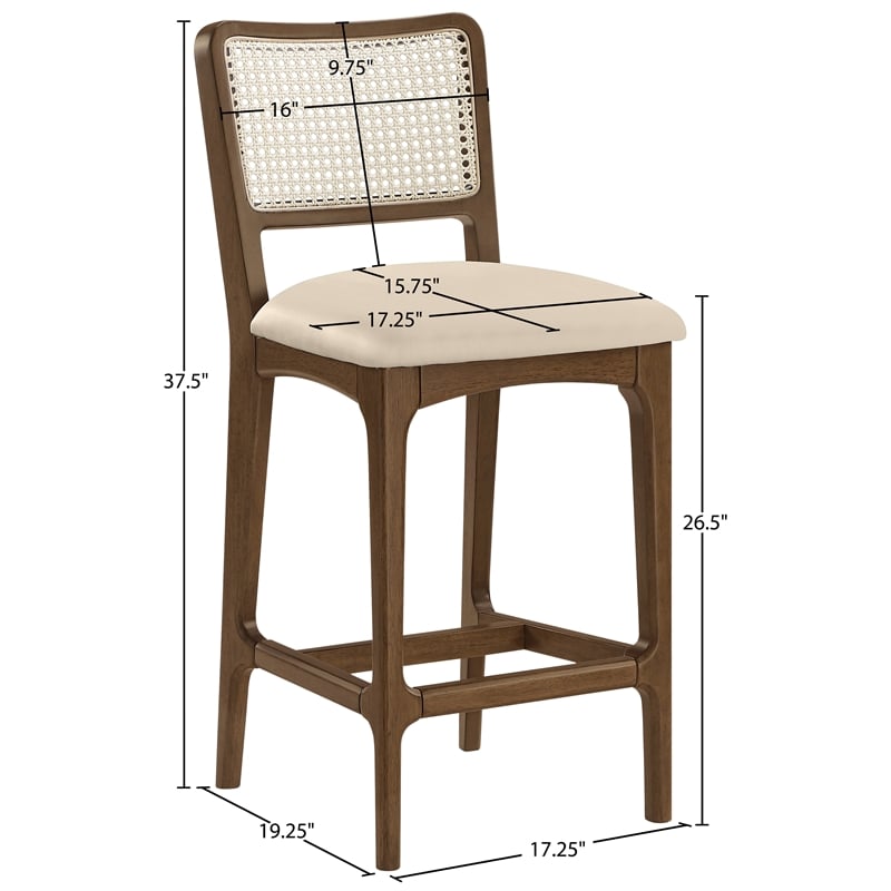 Meridian Furniture Atrium Beige Vegan Leather Counter Stool (Set of 2)