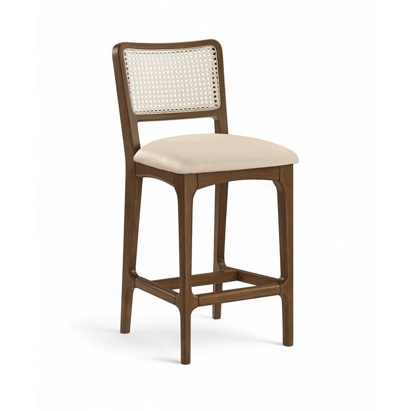 Meridian Furniture Atrium Beige Vegan Leather Counter Stool (Set of 2)