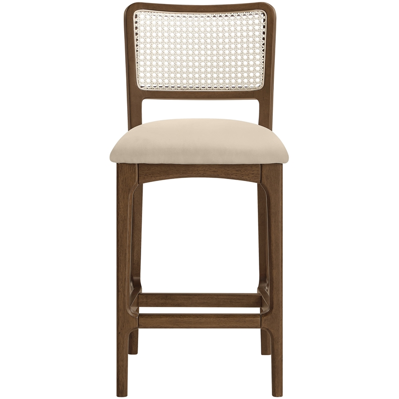Meridian Furniture Atrium Beige Vegan Leather Counter Stool (Set of 2)