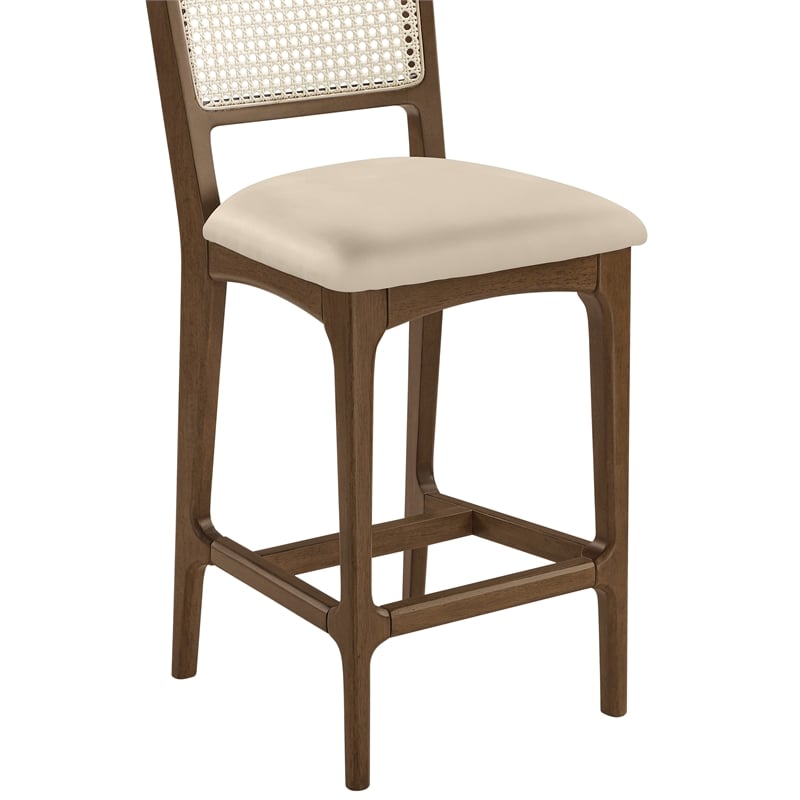 Meridian Furniture Atrium Beige Vegan Leather Counter Stool (Set of 2)