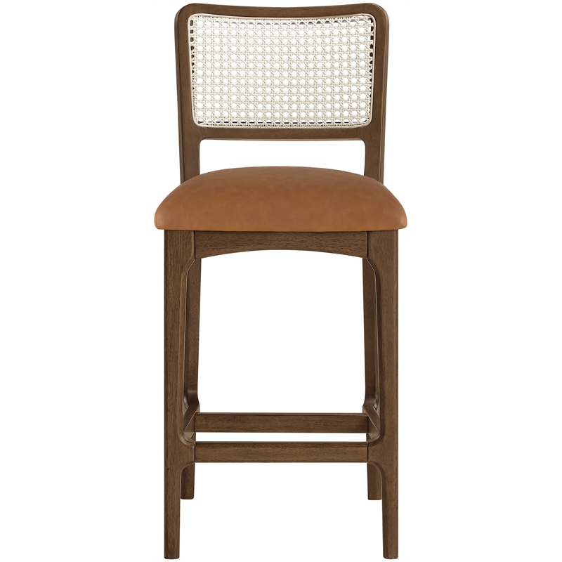 Meridian Furniture Atrium Cognac Vegan Leather Counter Stool (Set of 2)