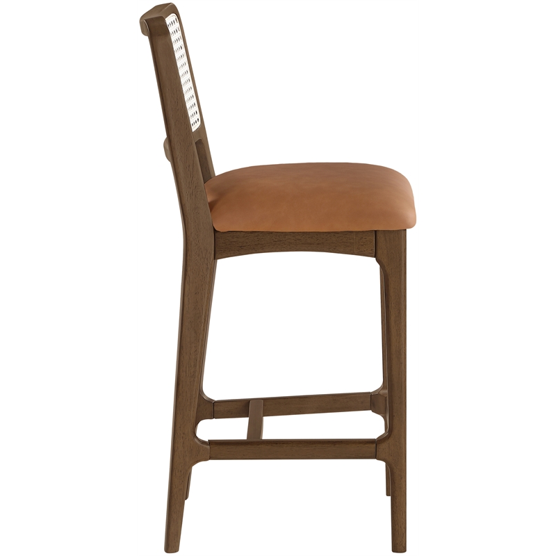 Meridian Furniture Atrium Cognac Vegan Leather Counter Stool (Set of 2)
