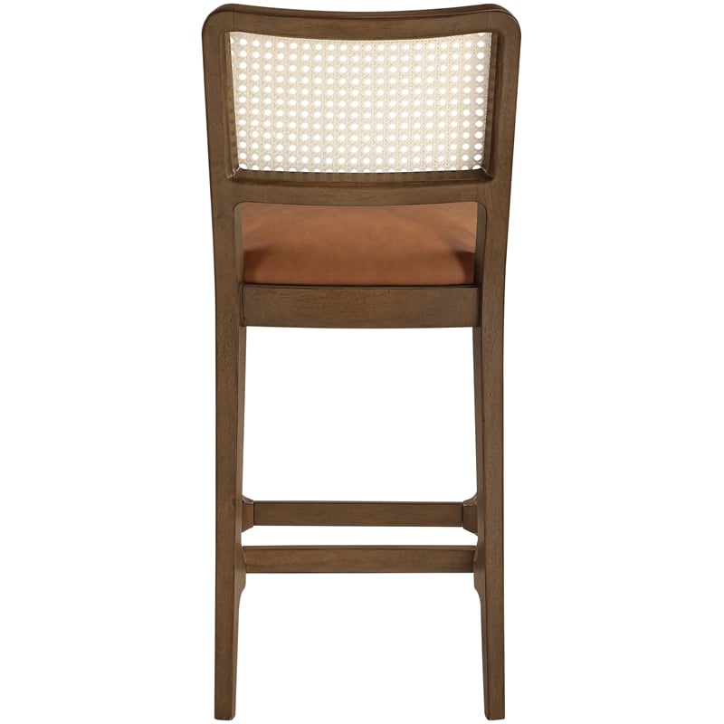 Meridian Furniture Atrium Cognac Vegan Leather Counter Stool (Set of 2)