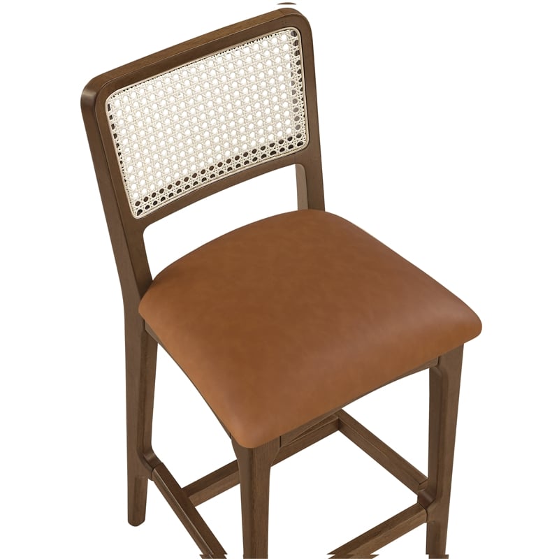 Meridian Furniture Atrium Cognac Vegan Leather Counter Stool (Set of 2)