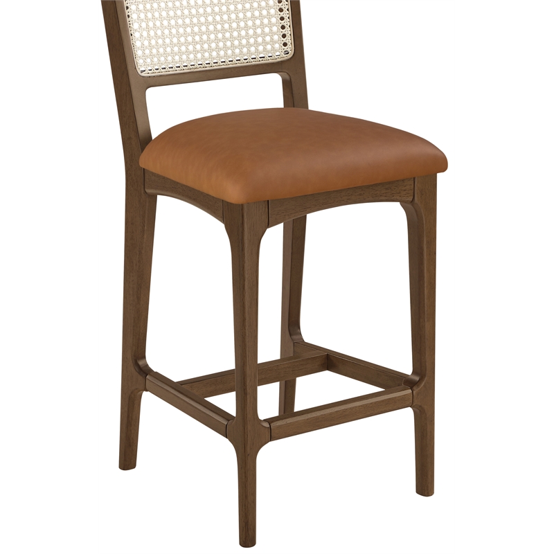 Meridian Furniture Atrium Cognac Vegan Leather Counter Stool (Set of 2)